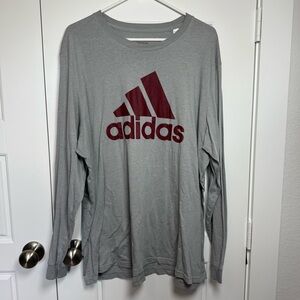 adidas Gray Long Sleeve Tee with Maroon Logo